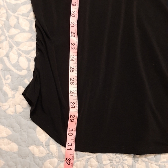 Maurices size 2 fancy tank top black lace, sheer wide straps, ruching on sides - Picture 9 of 10